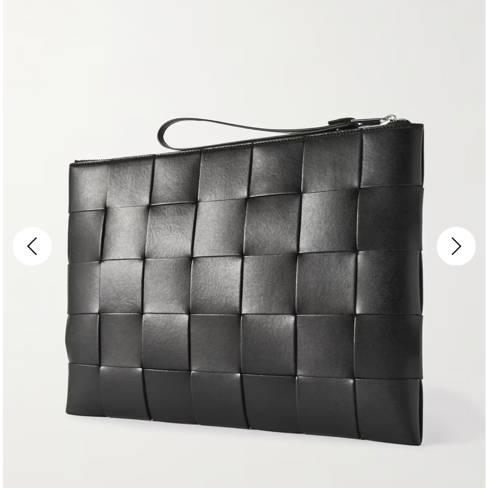 💎NEW Bottega Veneta Large Zip Pouch Intreccio Leather Pouch